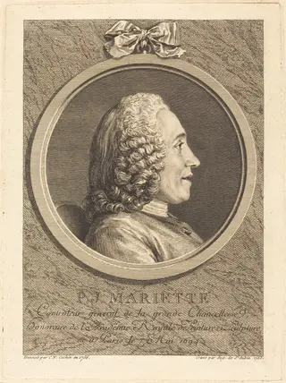 Pierre-Jean Mariette, by Augustin de Saint-Aubin, ink, 1765