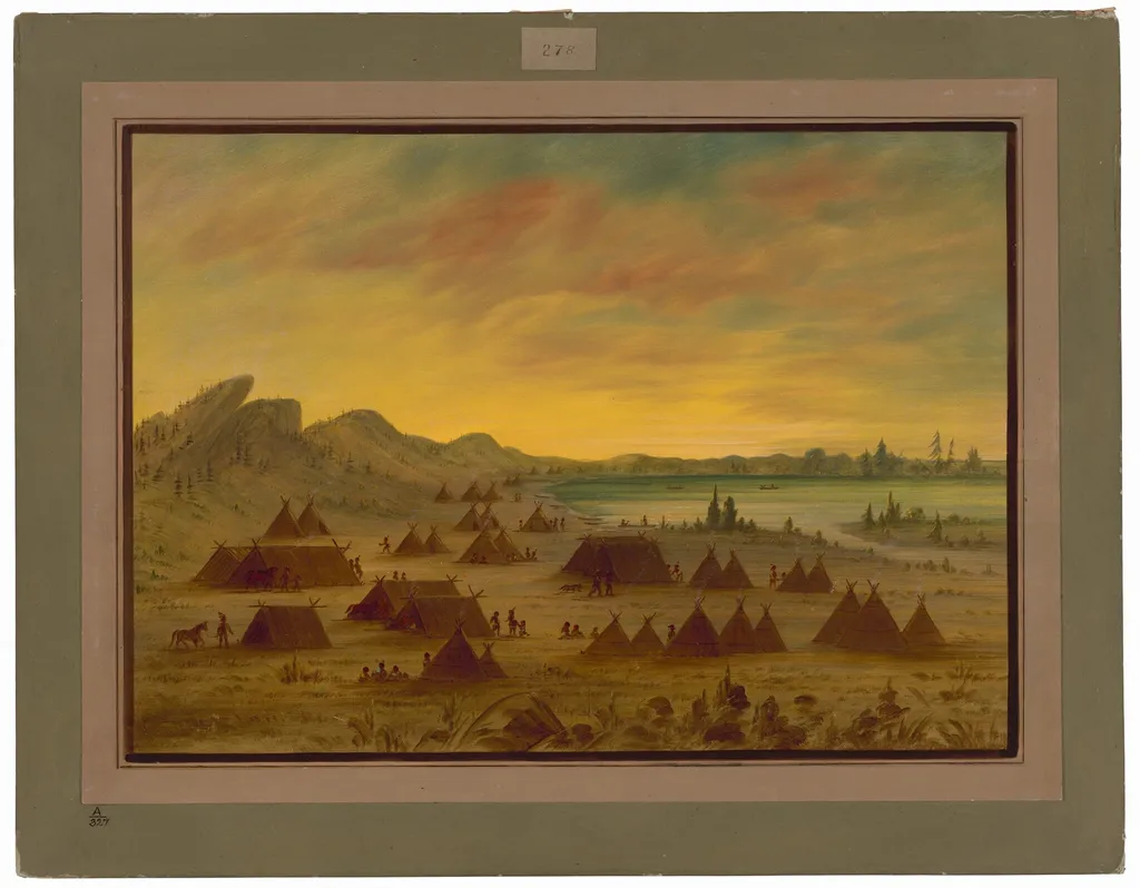An Apachee Village, by George Catlin, oil, 1862