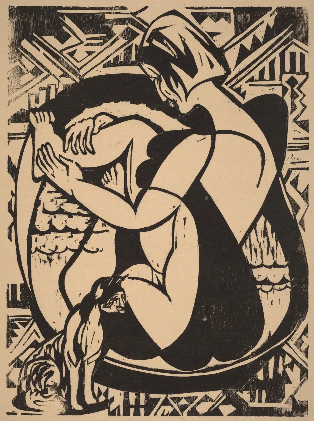 Woman in the Bathtub, by Ernst Ludwig Kirchner, ink, 1936