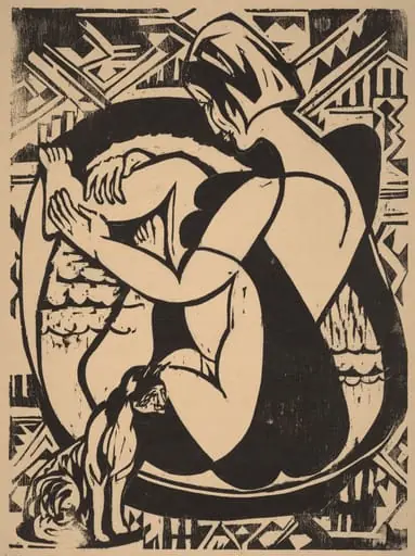 Woman in the Bathtub, by Ernst Ludwig Kirchner, ink, 1936