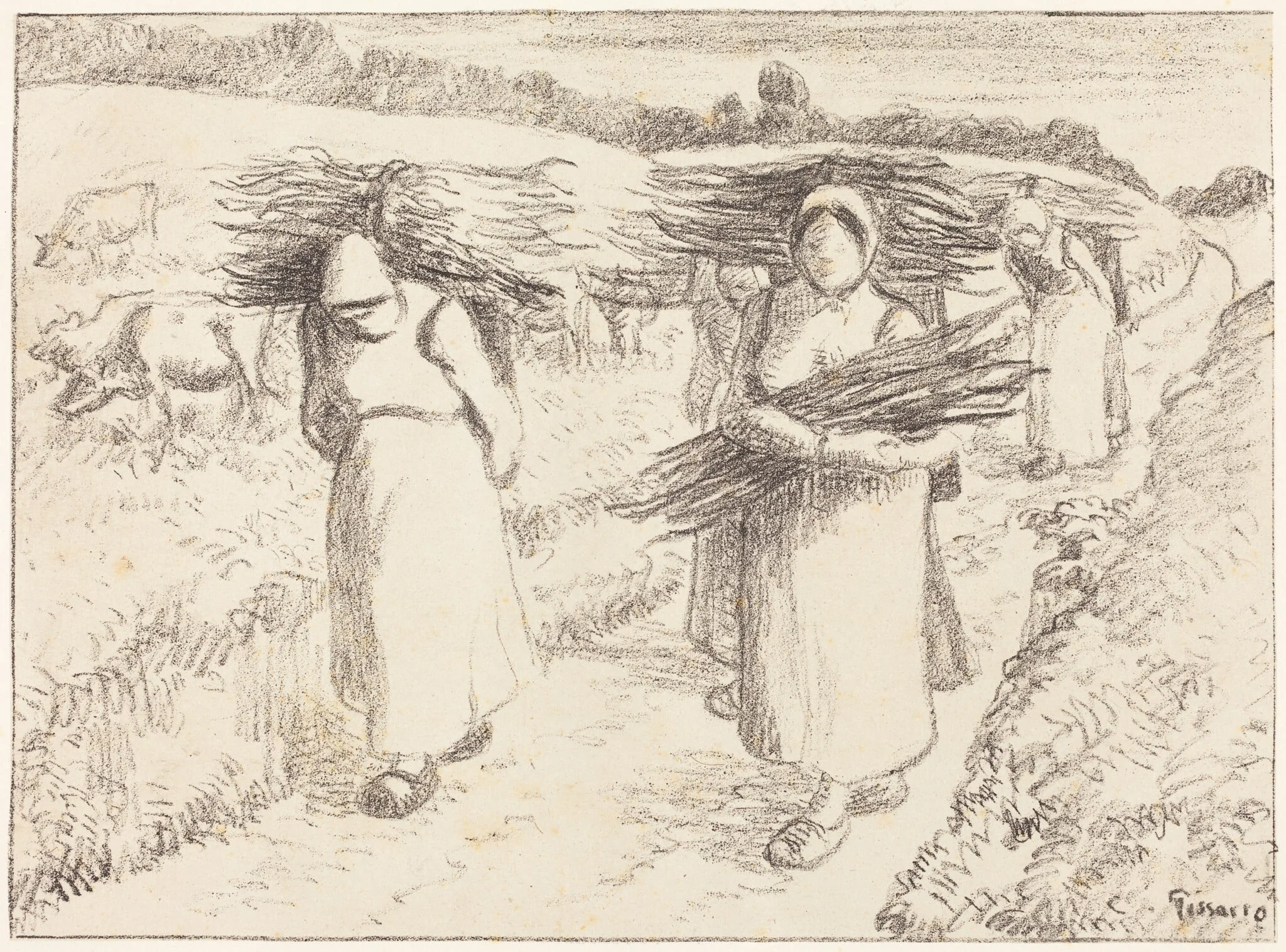 Peasants Carrying Sticks (Paysannes portant des fagots), detail