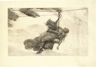 Saved, by Winslow Homer, ink, 1889