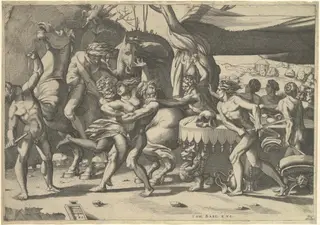 Battle of the Lapiths and Centaurs, by Enea Vico, ink, 1542
