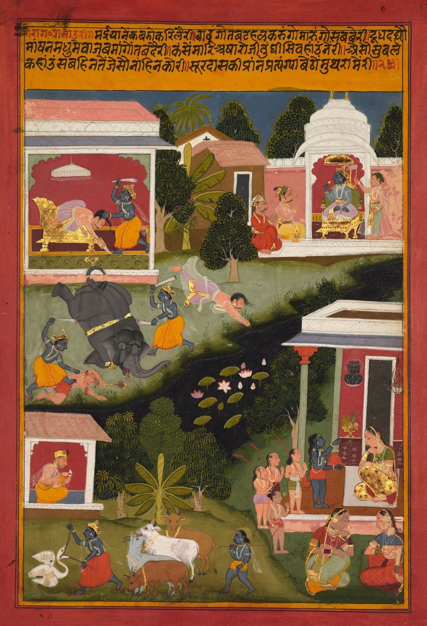 Krishna asks for sweets, from a Sursagar of Surdas (Indian, c. 1480–1580), detail