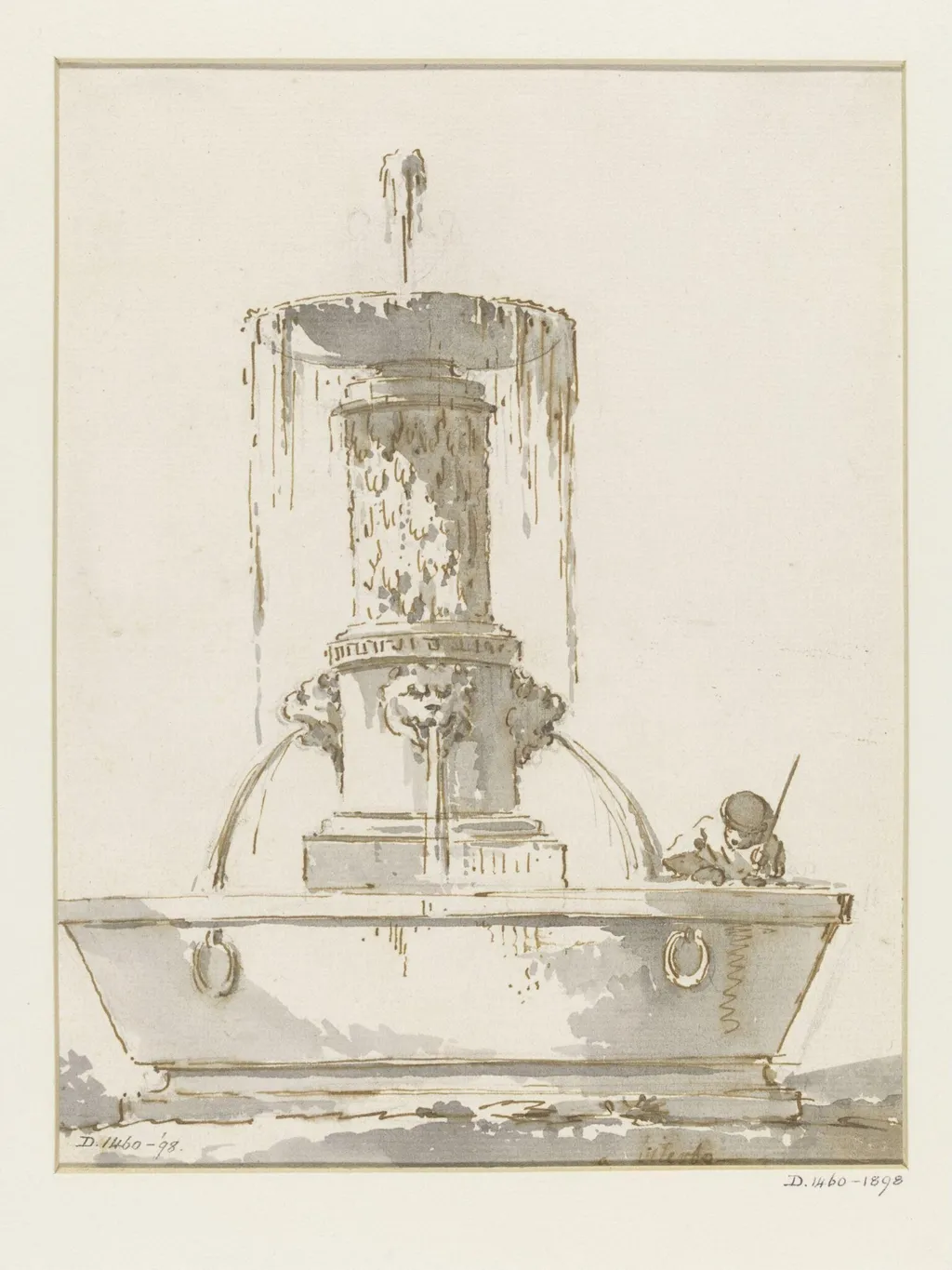 Drawing of fountain, by Jean Eric Rehn, 1745