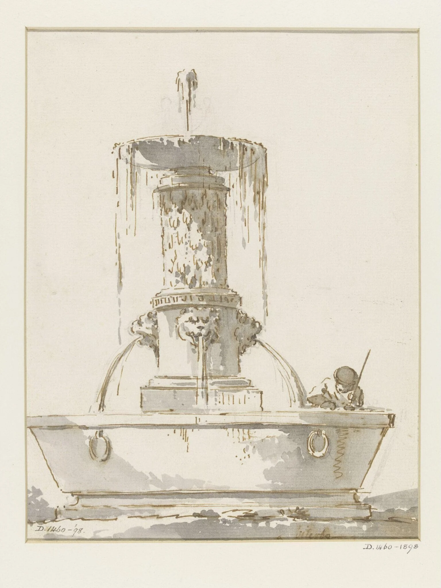 Drawing of fountain, detail