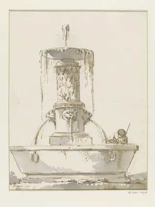 Drawing of fountain, by Jean Eric Rehn, 1745