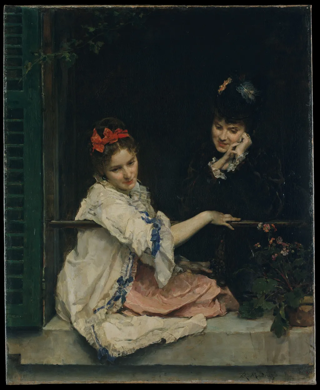 Girls at a Window, by Raimundo de Madrazo y Garreta, oil, 1875