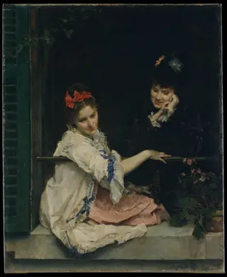 Girls at a Window, by Raimundo de Madrazo y Garreta, oil, 1875