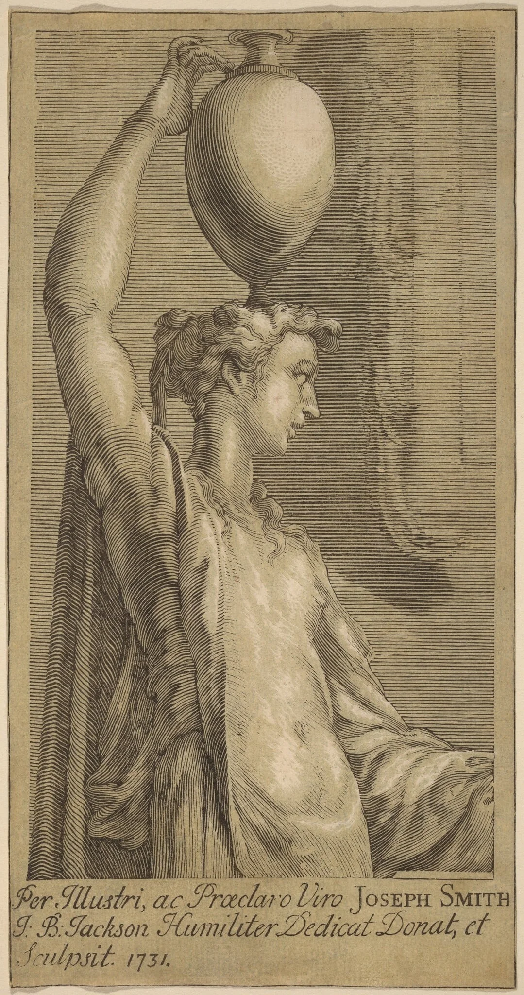 Woman Standing Holding a Jar on the Head, detail