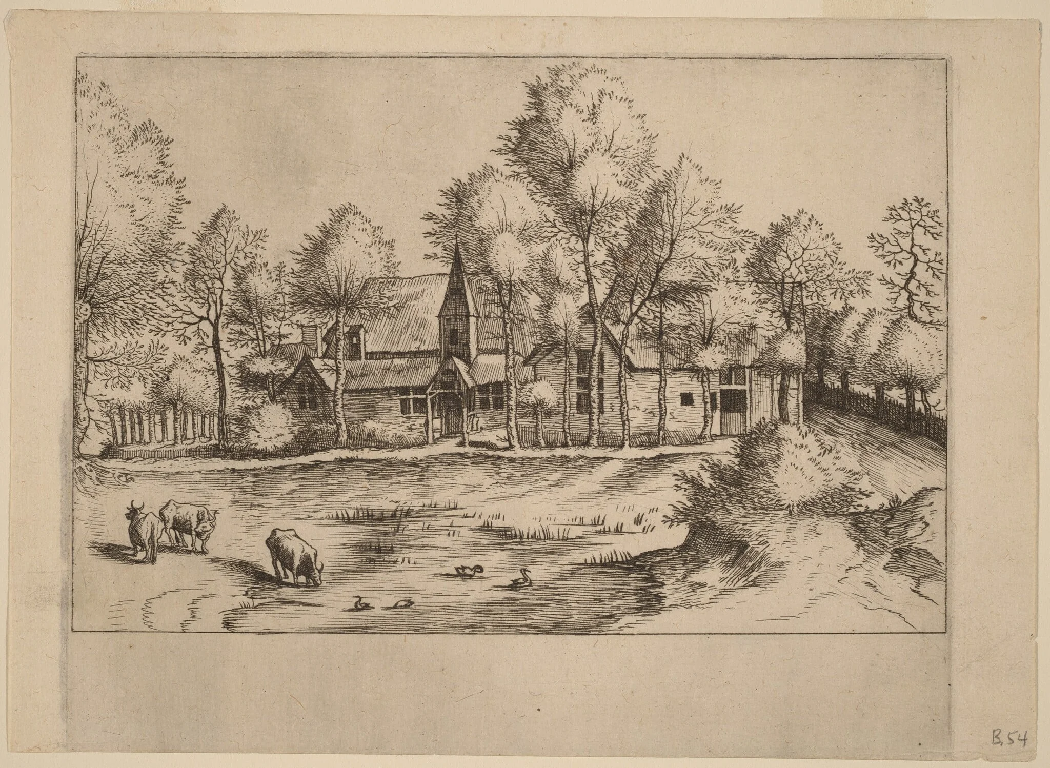 Country Village with Church, detail