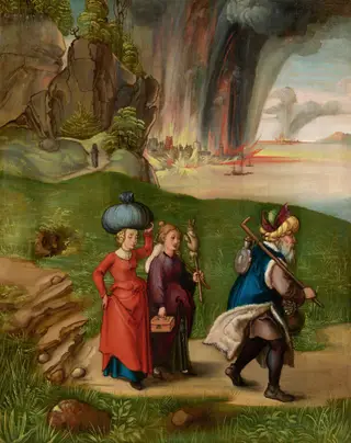 Lot and His Daughters [reverse], by Albrecht Dürer, oil, 1498
