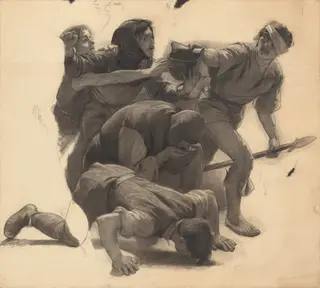 The Siege of Tortona, or The Thirst of the People of Tortona (La Costanza dei tortonesi), by Andrea Gastaldi, charcoal, 1866