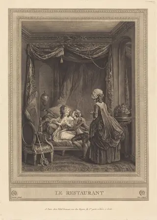 Le restaurant, by Jeanne Deny, ink, 1782