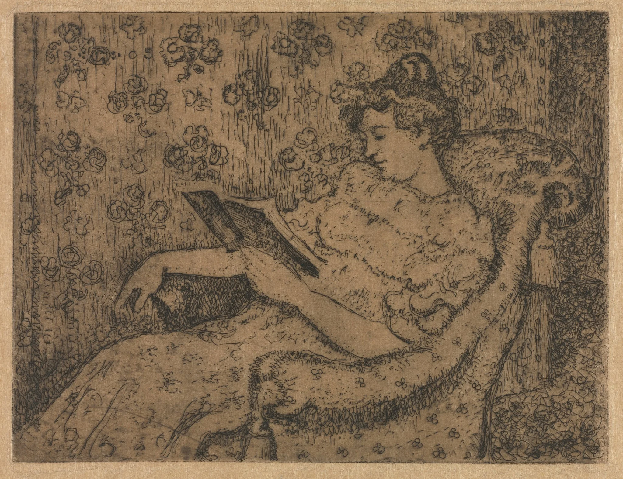 Woman Sitting Reading, detail