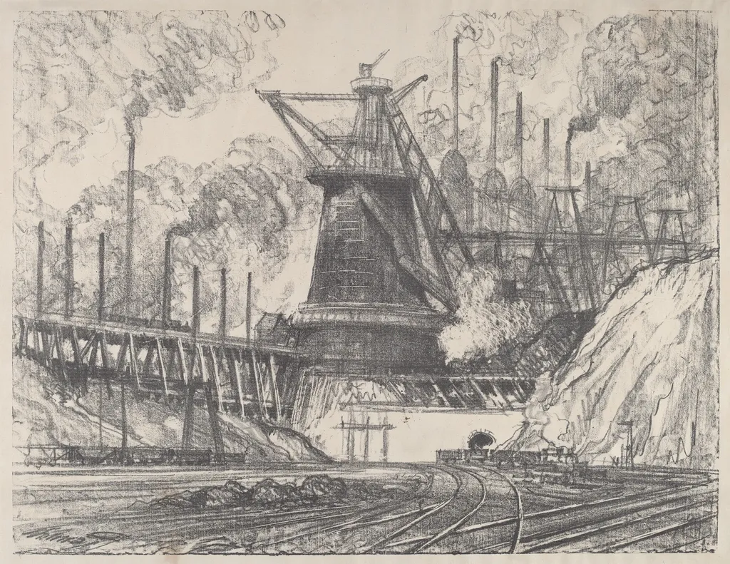 The Big Mill, Gary, Indiana, by Joseph Pennell, ink, 1915