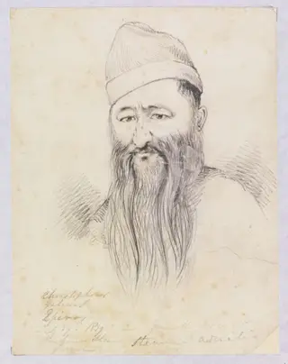 Christophoros Galinos.  a Greek priest, by Godfrey Thomas Vigne, watercolor, 1839