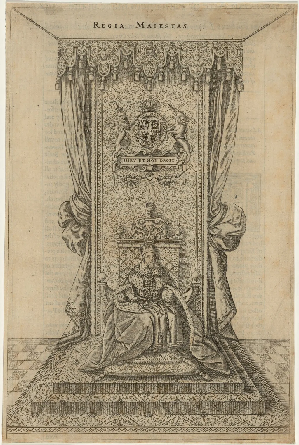 James I Enthroned, by Renold Elstrack, ink, 1610