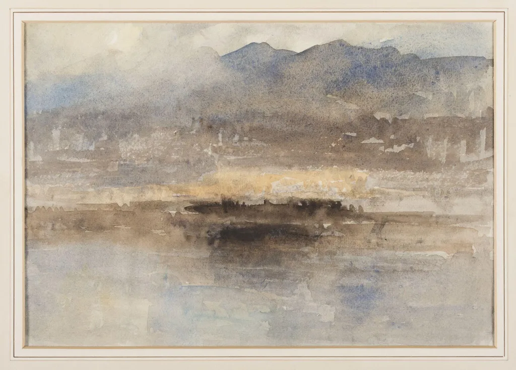 Sketch with Mountains, by William Matthew RWS Hale, watercolor, 1850