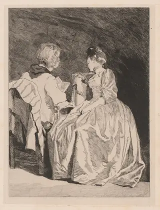 La Lecture (The Reading), by Jules de Goncourt, ink, 1864