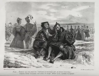Illustrations for Faust:  Faust and Wagner, by Eugène Delacroix, 1828