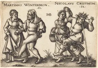 November and December, by Sebald Beham, ink, 1546