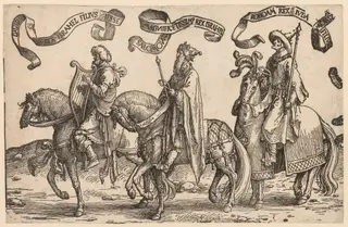 The Twelve Kings of Israel:  David, Solomon, Rehoboam, by Lucas van Leyden, 1516