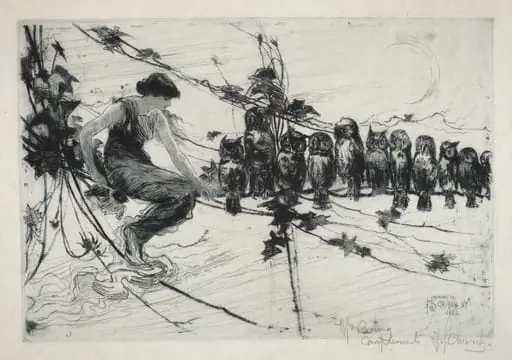 A Lesson in Wisdom, by Frederic Stuart Church, ink, 1883