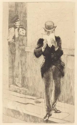 The Letter to Madame Henry (La lettre à Madame Henry), by Albert Besnard, ink, 1885