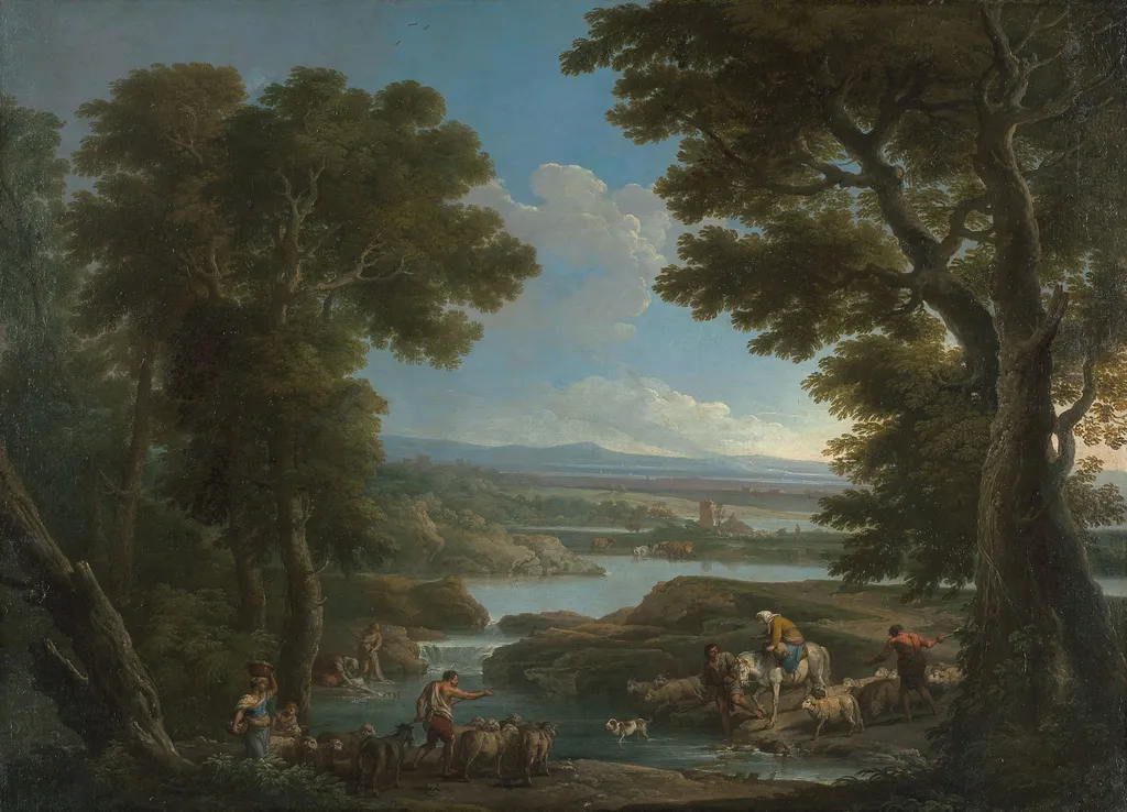 Landschaft mit Herde, by Andrea Locatelli, unspecified, 1728