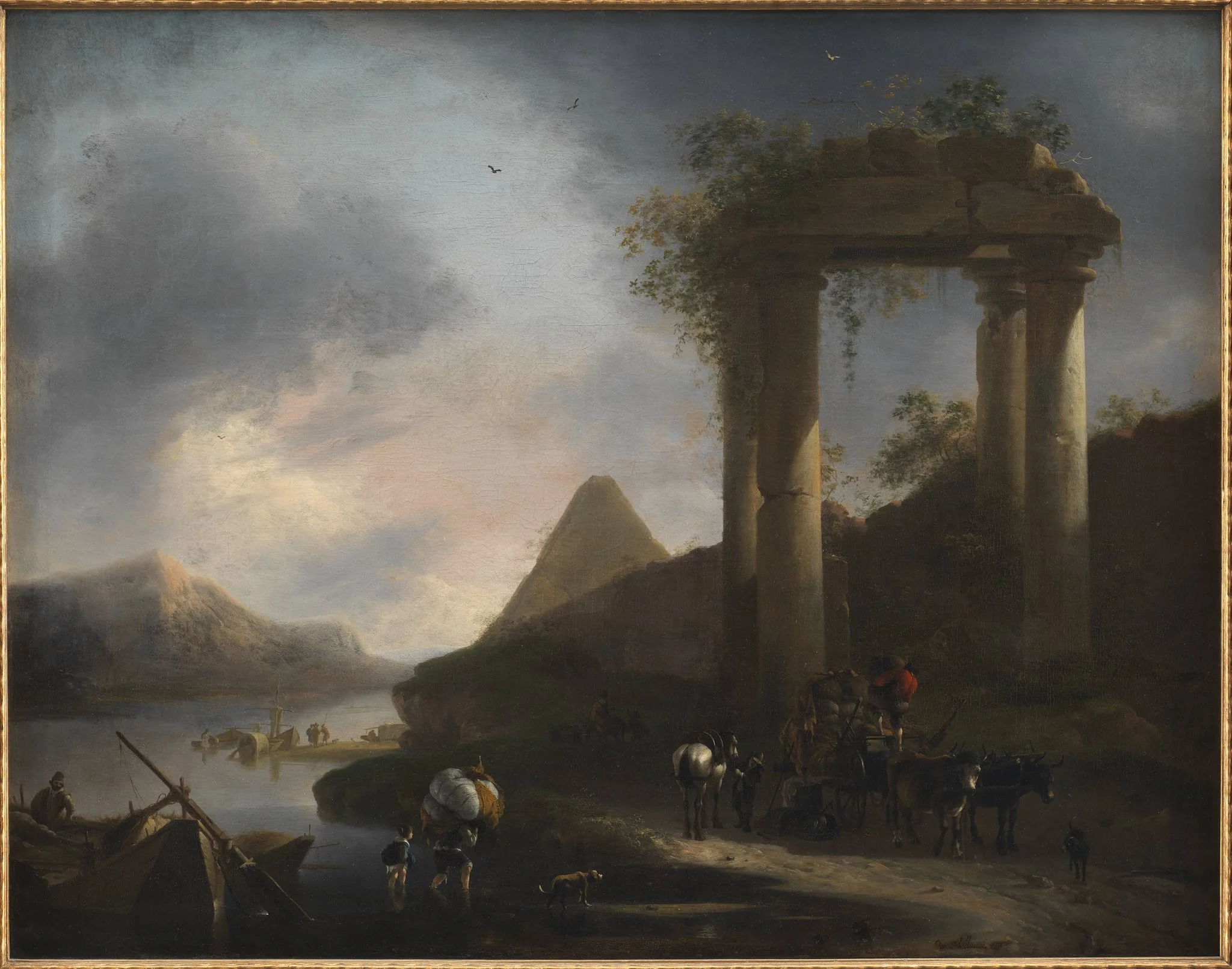 Italian Landscape with Classical Ruins, detail