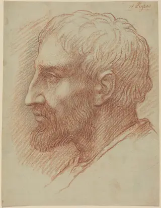 Head of a Man, by Alphonse Legros, chalk, 1874