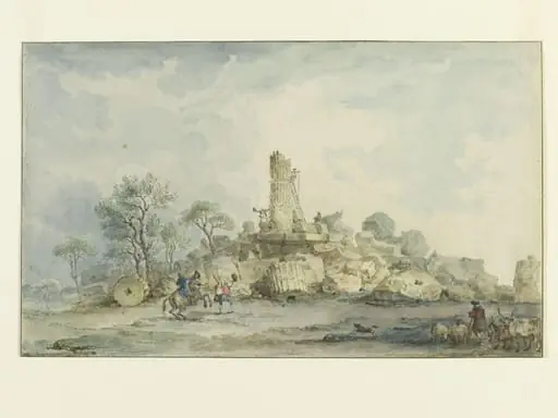 View of the Ruins of the temple of Hercules at Agrigentum, by Louis Jean Desprez, watercolor, 1782
