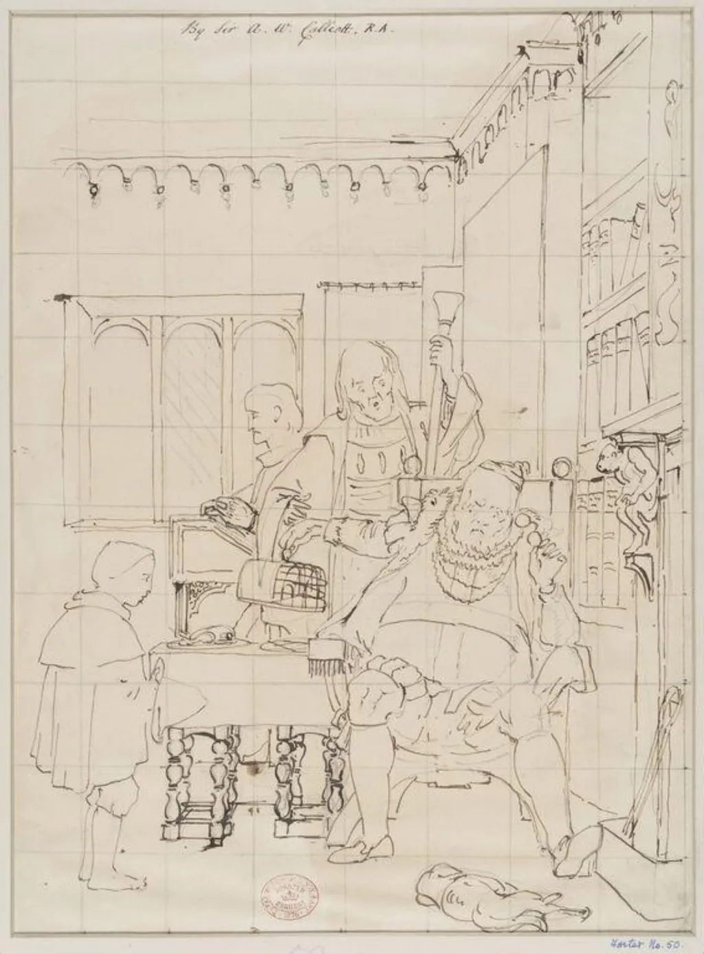 Figures at table, by Augustus Wall Callcott, 1805