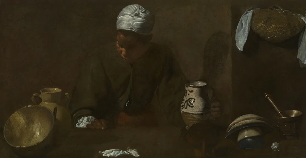 Kitchen Scene, by Diego Velázquez, oil, 1618