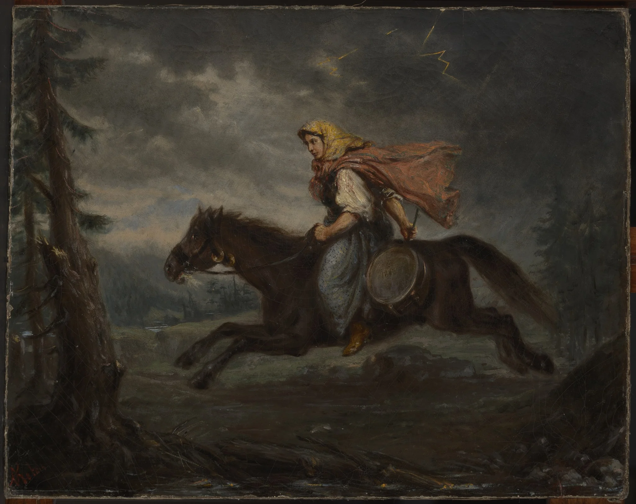 Highlander Woman on Horseback, detail