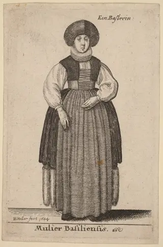 Mulier Basiliensis, by Wenceslaus Hollar, ink, 1644