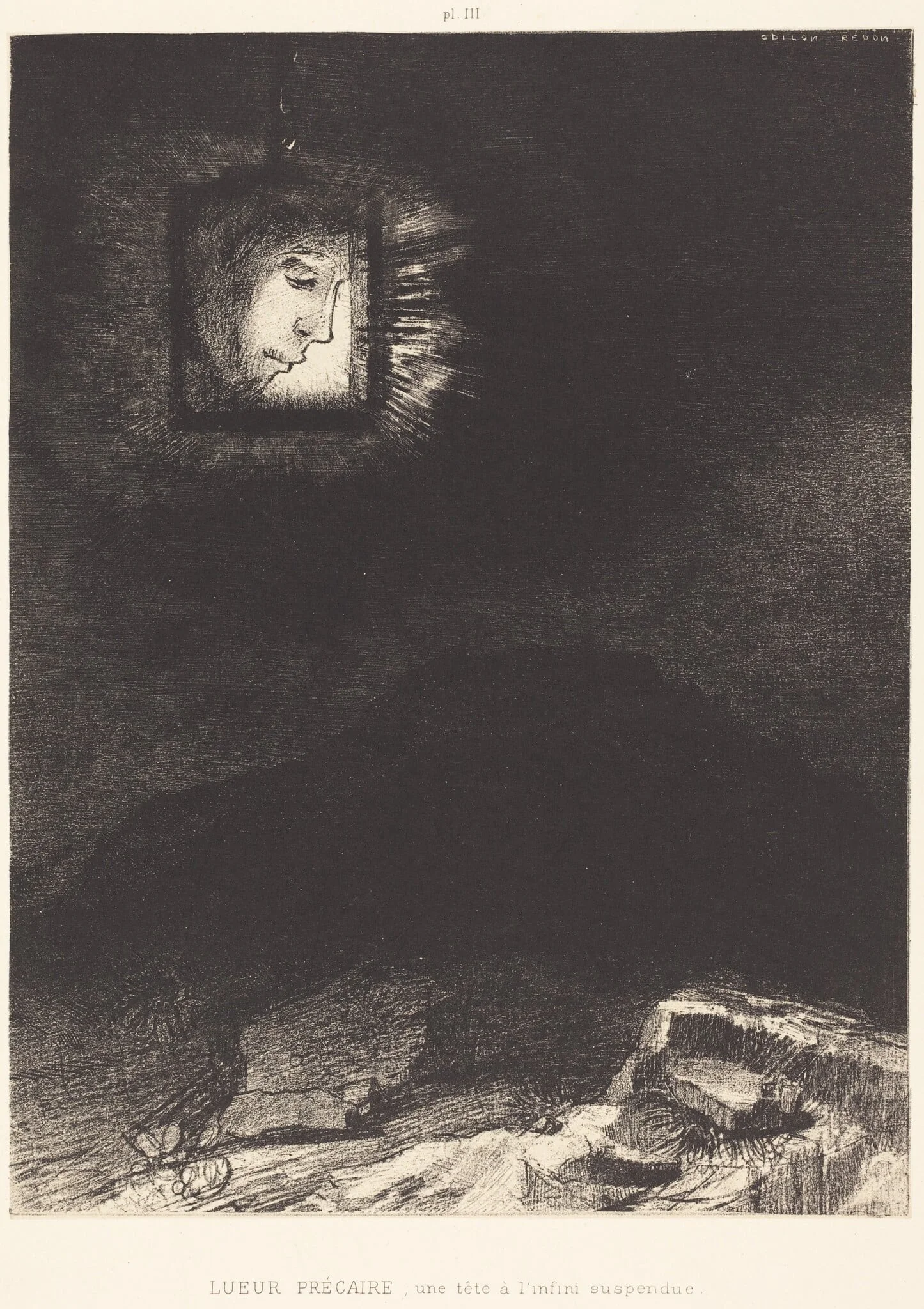 Lueur precaire, une tete a l'infini suspendue(Precarious glimmering, a head suspended, detail