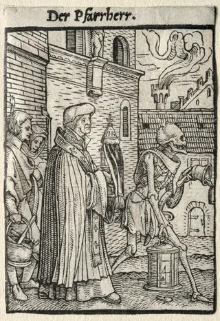 Dance of Death:  The Pastor, by Hans Holbein the Younger, 1526