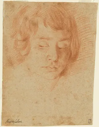Head of a Boy (Gennaro Falcone?), by Aniello Falcone, chalk, 1638