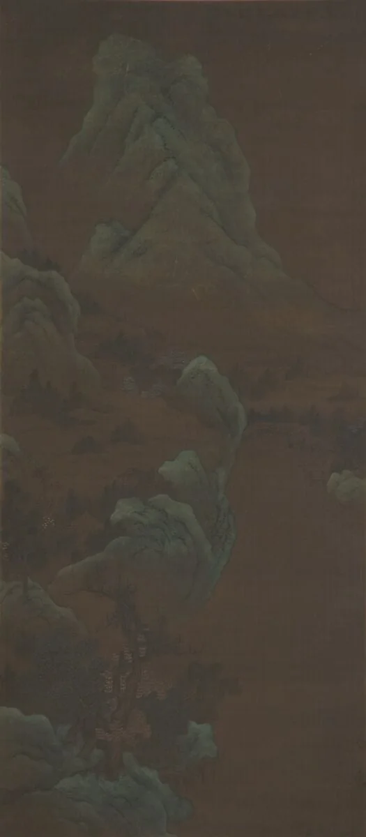 明 佚名 秋林讀易圖 軸|Mountain Scenery, detail