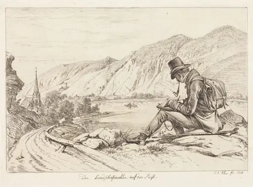 Der Landschaftmaler auf der Reise (The Landscape Painter on Tour), by Johann Adam Klein, ink, 1814