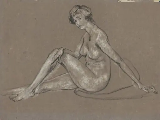 Seated Female Nude, by Arthur Bowen Davies, charcoal, 1922