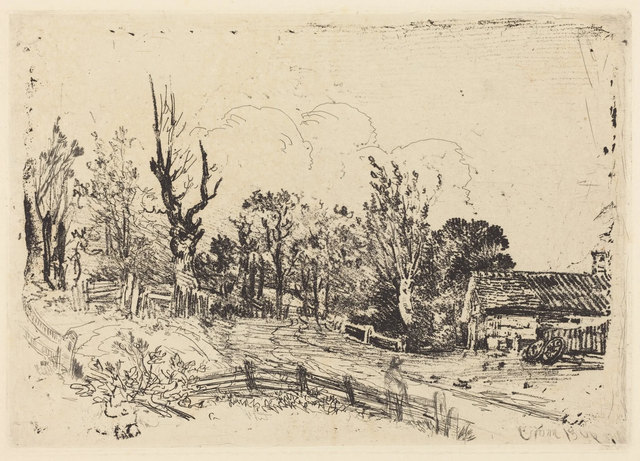 Road with a Farmhouse on the Right, detail