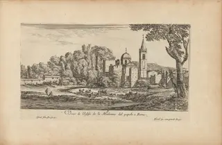 Veue de l'Eglise de la Madonna del popolo à Rome, by Israël Silvestre, ink, 1650