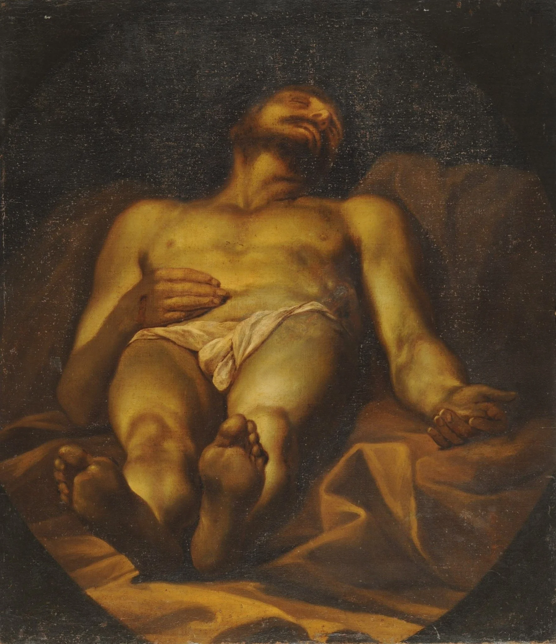 Christ recumbent, detail