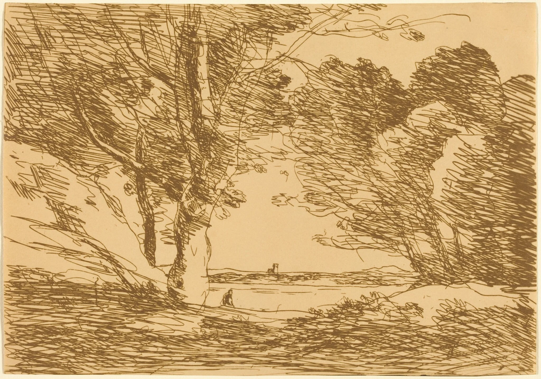 Tower on the Horizon of a Lake (Tour a l'horizon d'un lac), detail