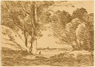 Tower on the Horizon of a Lake (Tour a l'horizon d'un lac), by Jean Baptiste Camille Corot, 1871