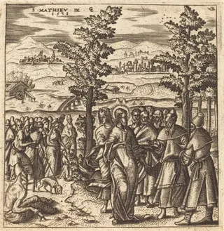 If I only Touch His Garments,  I shall be Made Well, by Léonard Gaultier, ink, 1578