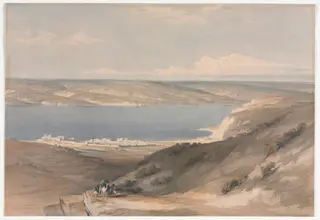 Sea of Galilee at Genezareth looking Towards Bashan, by David Roberts, 1839